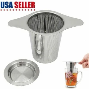Tea Infuser Cup Mesh Tea Infuser Herb Strainer Stainless Steel Secure With Lid - Picture 1 of 11