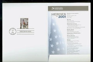 USA #B2 American Heroes of 2001 Semi-Postal Stamp First Day Ceremony Program - Picture 1 of 2