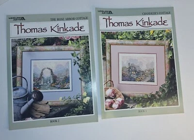 Lot Of 2 Thomas Kinkade Cross Stitch Leaflets Rose Arbor  Chandlers Cottage... - Image 1 of 4