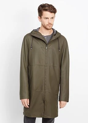 Vince - Parka de cuero verde madera cepillada - Precio de venta sugerido por el fabricante $1,695 - Talla PEQUEÑA Foto 1 de 4