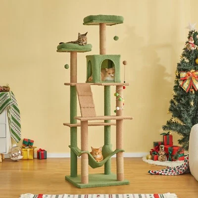 70.1-inch Christmas Cat Tree for Large Cat Climbing Tower Condo Scratching Post - Image 1 of 4