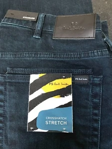 PAUL SMITH STANDARD FIT CROSSHATCH STRETCH BLUE JEANS SIZE 29 R. NEW WITH TAGS - Picture 1 of 5