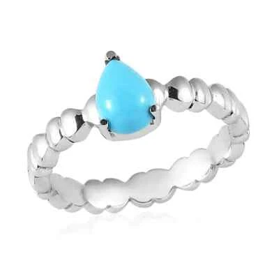 Anillo solitario turquesa de la Bella Durmiente en acero inoxidable 0,65 ctw Foto 1 de 3