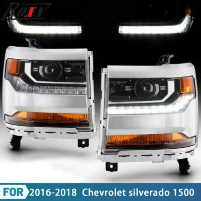 Faros para Chevy Silverado 1500 2016-2019 proyector cromado lámparas HID/Xenón Foto 1 de 4