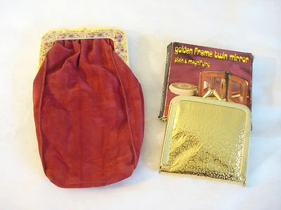 Bolsa de terciopelo rojo vintage ROGER GIMBEL RGA y marco dorado doble espejo Hong Kong Foto 1 de 4