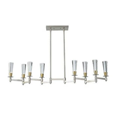 Feiss Celebration Chandelier 8-Light Billiard Island, Brushed Nickel / Brass - Image 1 of 4
