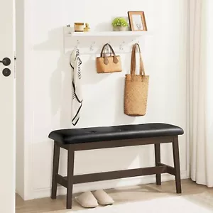 HOOBRO Dining Bench Bamboo Dining Room Bench with PU Leather Upholstered Seat - Picture 1 of 9