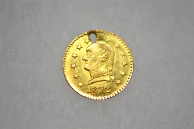 25 centavos Washington Ronda 1872 25C, BG-818, Bajo R.4- BU con agujero.  Bonita moneda. Foto 1 de 4