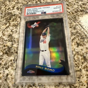 Topps 2002 cromo negociado refractor negro/100 Hideo Nomo PSA 10 Dodgers POP 1 - Imagen 1 de 4