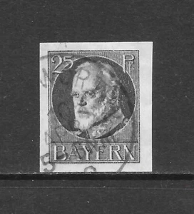 BAVARIA SCOTT 124 USED VF - 1916 25pf GRAY  KING LUDWIG III TYPES OF 1914 IMPERF - Picture 1 of 2