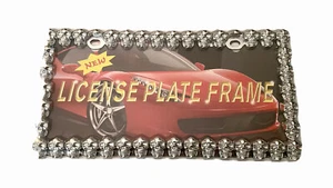 SKULL Chrome Metal License Plate Frame. Fits On Car, Truck, Suv Front Or Rear - Picture 1 of 2