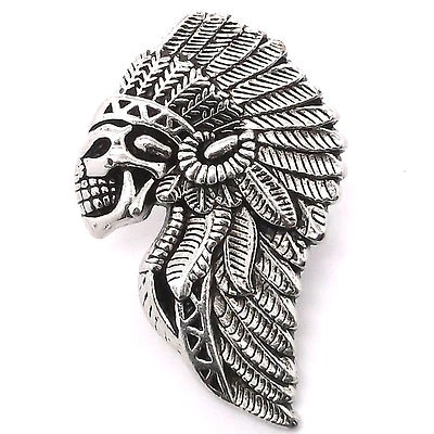 Skull And Head Dress Concho Snap Set Antique Nickel 1" 1265-82 - Image 1 of 2