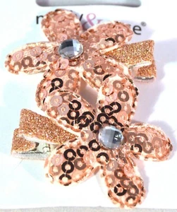 Card of 2 3cm Orange Gold sequin daisy flower beak hair clip fashion womens girl - Picture 1 of 2