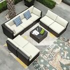 Yitahome 8 Pcs Rattan Patio Furniture Set Garden Lawn Sofa Set /w Cushion Wicker