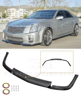 Labio delantero de fibra de carbono para 03-08 Cadillac CTS-V parachoques paquete divisor inferior Foto 1 de 4