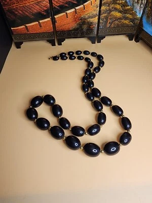 Collar De Colección Diseñador MONET Tono Dorado Negro Cuentas Graduadas 28" ¡ENVÍO GRATUITO DE $!! Foto 1 de 4