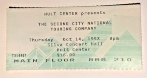 The Second City National Touring Co. OCT 14 1993 Eugene OR Ticket Stub FREE ship - Picture 1 of 2
