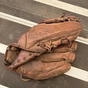 VINTAGE Ted Williams Baseball Glove Mitt RHT Sears Roebuck Fox USA MLB RARE 40s - Picture 1 of 9