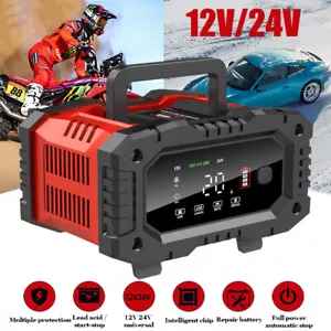 Car Battery Charger Heavy Duty 12V/24V Smart Automatic Intelligent Pulse Repair - Picture 1 of 19