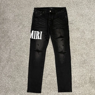 Amiri Men's Black Slim Fit Distressed Jeans Size 32 Made In USA - Image 1 of 4