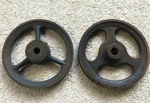 De colección Par De Rueda De Polea De Hierro Fundido Correa De Eje 8" STEAMPUNK - Imagen 1 de 6