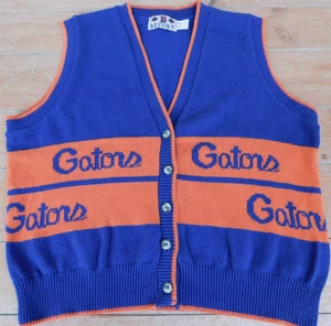 Florida Gators Football Cardigan Women M Sweater Vest Made USA Vintage Free Ship - Picture 1 of 8