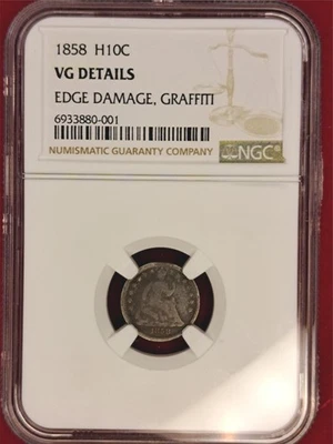 1858 Seated Liberty Half Dime – NGC VG Details Silver (1.4) - Image 1 of 2