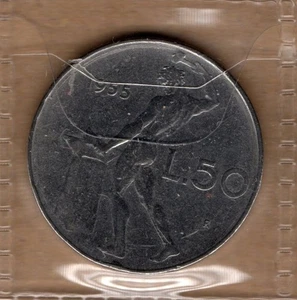 Q146 Moneta Coin ITALIA Repubblica Italiana 50 Lire Vulcano 1° Tipo 1955 - Picture 1 of 1