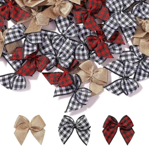 150 Stck. 1 Zoll Weihnachten Mini Schleifenband, kleine kleine Satin & Karo Stoffschleifen für C - Bild 1 von 12