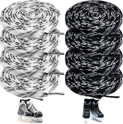 4 Pairs Hockey Skates Laces Waxed Ice Skate 120 Inch, White, Black  - Image 1 of 4