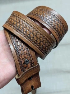 Vintage USA Made TOOLED Buckle Gürtel WESTERN Handarbeit 40 Leder RINDSLEDER - Bild 1 von 9
