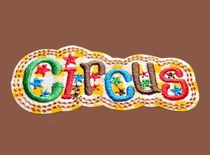 CIRCUS COLORFUL TEXT FUN ADVENTURE APPLIQUE IRON ON PATCH 1.0 x 2.6" - Picture 1 of 7