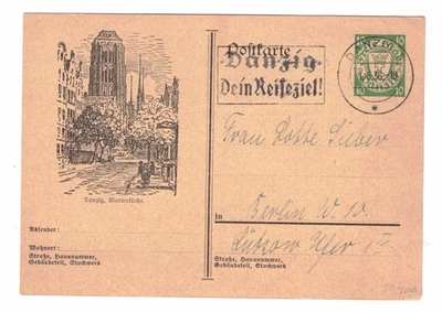 Tarjeta postal de Danzig 1936 a Berlín Alemania Foto 1 de 2