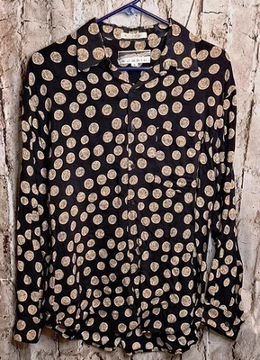 Bobbio Men's Medium Long Sleeve Black Medallion Pattern Button up Shirt - Image 1 of 4