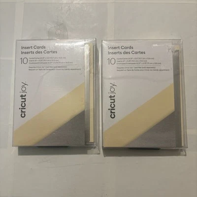 Lote De 2 Tarjetas Insertadas Cricut Joy 10 Tarjetas Inserciones Sobres Plata Crema Foto 1 de 2
