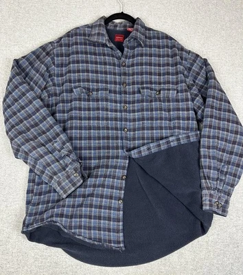 Arrow Jacket Mens Large Tall Blue Plaid Fleece Lined Flannel Button Up - Image 1 of 4