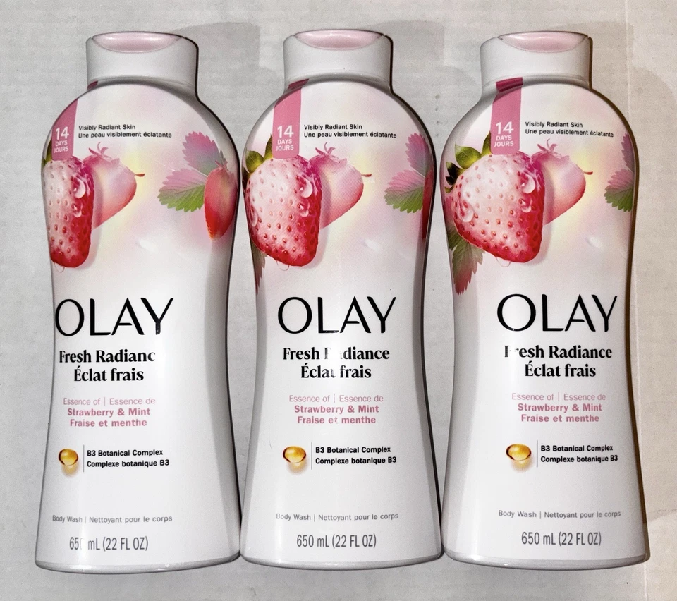 Olay Fresh Outlast Women's Body Wash, White Strawberry & Mint, 22 fl oz Lot Of 3 - Image 1 of 1