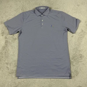 Holderness & Bourne Polo Shirt Mens Large Blue White Striped Golf Tailored Fit - Picture 1 of 9