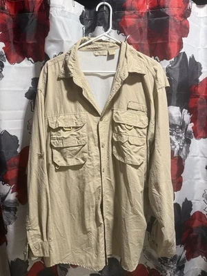 Rugged Earth Men's Khaki Outdoor LS Button Up Shirt Size XL - Image 1 of 4