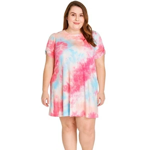 Neu mit Etikett Good Luck Gem Damen-T-Shirt-Kleid mehrfarbig Batik Puffärmel XL - Bild 1 von 5