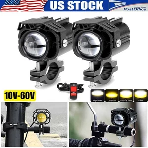 2x LED Spot Light auxiliary Motorcycle Headlight Driving Fog Lamp Universal ATV - Picture 1 of 16