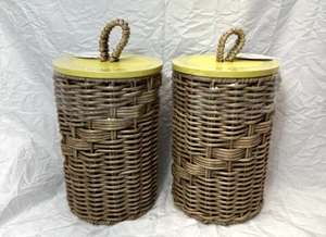 Set of 2 Wicker Storage Canister/Baskets with Lid Target 2023 Yellow - Picture 1 of 8