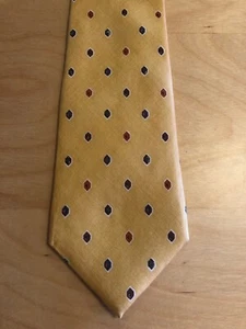Men's Christian Dior Yellow Foulard Silk Tie-55"L x 3.25"W Made in USA - Picture 1 of 7