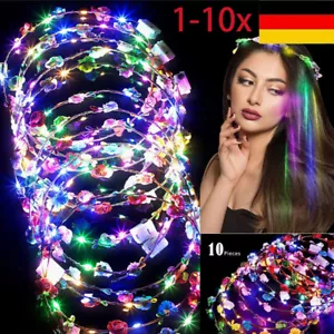 10 Stück Blink Haarreifen Blumenkranz Haarkranz Krone mit RGB Bunt LED Licht DE - Bild 1 von 16