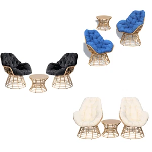 Outdoor Swivel Chair Wicker Patio Furniture 360-Degree Sets Rattan Chair Table - Picture 1 of 24