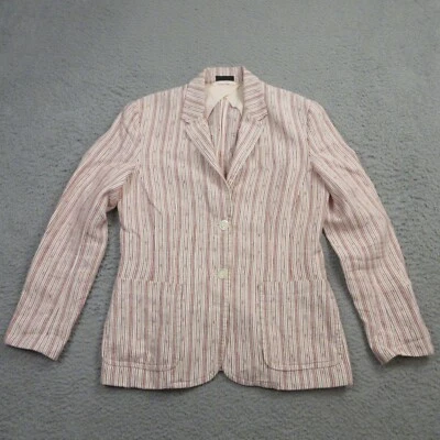 ATM Anthony Thomas Melillo Womens Schoolboy Blazer size 4 Linen Striped Pink - Image 1 of 4