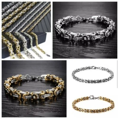 Restposten Schmuck 10 Stk Edelstahl 316 Königsketten Armbänder 4-8mm Mix Herren - Bild 1 von 4