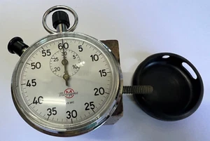 Maruyama stopwatch 1/5 sec 53.8 mm made in Germany  case stainless steel running - Picture 1 of 14