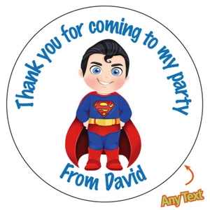 Personalisierte SUPERMAN-inspirierte Aufkleber Geburtstag Tortenaufleger Abzeichen Party Tasche 842 - Bild 1 von 3
