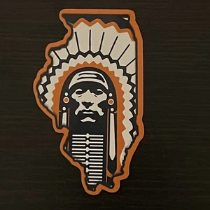 Chief Illiniwek Logo in State of Illinois Outline Fighting Illini Magnet - Picture 1 of 4
